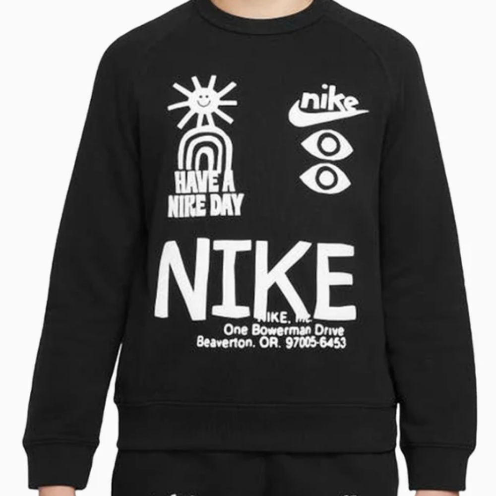 Nike Big Boys' Sportswear HBR Statement French Terry Crewneck Sweatshirt Large
